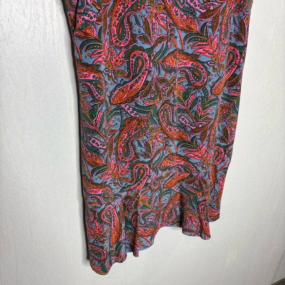 J.Crew paisley silk ruffle sleeve shift dress size 4 petite